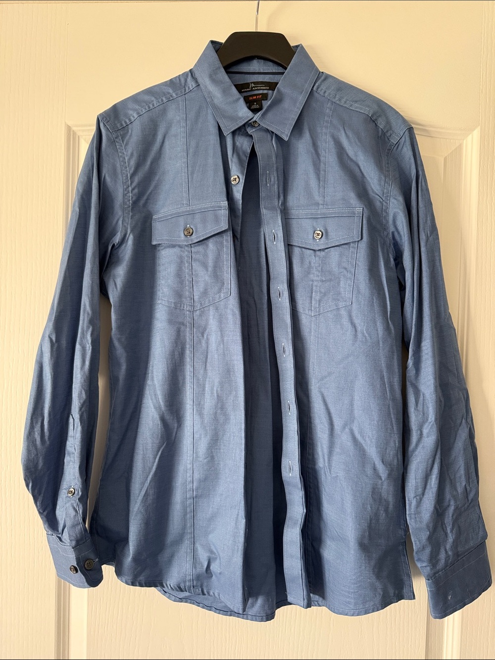 Marc Anthony Light Blue Button-Front Shirt long sleeve bit small slim fit